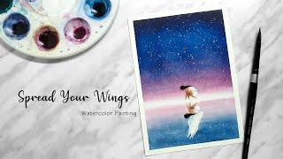 SPREAD YOUR WINGS | Watercolor Galaxy Painting