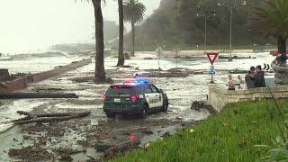 Raw video: Flooding closes road at Seacliff State Beach in Aptos