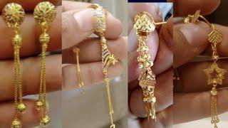 gold hanging earring design with weight/daily use gold suidhaga earrings @trendyanam