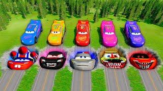 Mega Pixar Cars Pit Transform Lightning McQueen Into Evil Mcqueen! BeamNG.Drive Battle!