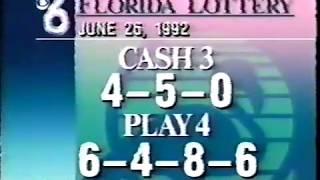 WCIX Florida Lottery results, 6/26/92
