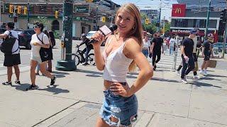 Whitney St. John & Cecelia Sommer Head Downtown in Toronto & Talk to the Public Topless!