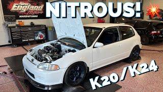 k20/k24 Nitrous Civic EG Build finally gets Dyno Tuned!  Jroc goes for a test ride!