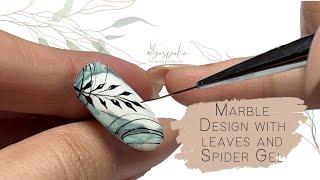 NAIL ART TUTORIAL l Easy Marble Nail design using Gel Polish and adding some beautiful leaf nail art