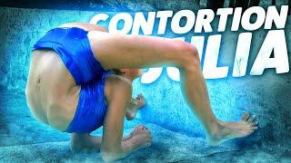 Contortionist Julia. Outdoor acrobatic training. Back Bending. Flexshow