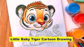 How to Draw | Little baby tiger ड्राईंग की कलरिंग कैसे करते है सिखना है तो इस व्हिडीओ को जरुर देखे.