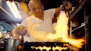 FLAMETHROWER TUNA - Japanese Street Food in Osaka, Japan | CRAZY Street Food in Japan (居酒屋とよ)