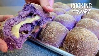 Ube Cheese Pandesal - Purple Yam Filipino Bread Rolls Stuffed with Edam Cheese | Cooking with Kurt