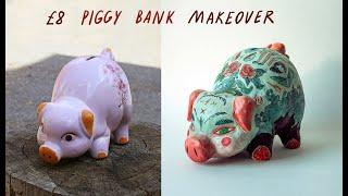 Piggy Bank makeover! Art process video.