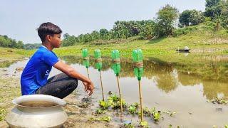 Amazing Fish Trap 2024| Little Boy Catch Fish With Plastic Bottle Hook From The Village River