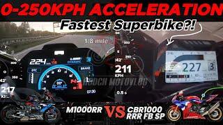 BMW M1000RR ️ Honda CBR1000RR R Fireblade SP | 0-250kph Acceleration | GPS Top Speed Attempt