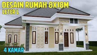 Desain Tampak depan Rumah 8x18m leter L terbaru minimalis modern 2023