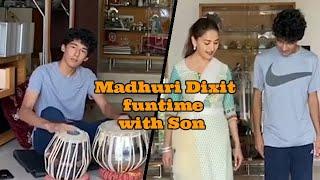 Madhuri Dixit and her Son Classical touch | Lockdown Fun | Arin Nene playing Tabla |Celebrity Mirror