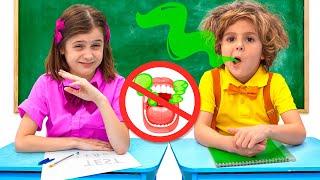 Eva and School story about hygiene and good behavior for kids