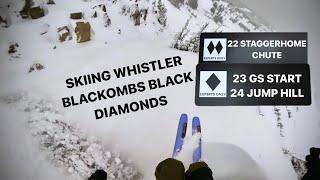 SKIING WHISTLER BLACKCOMB BLACK DIAMONDS VIA POV- Staggerhome Chute, GS Start, and Jump Hill