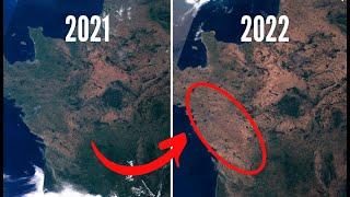 Before and after satellite images show drought in Europe in summer 2022