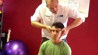 A demonstration of a cervical manipulation technique from behind and in-front of the Patient