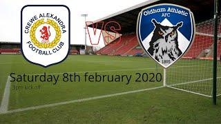 *CREWE SCORE A LAST MINUTE WINNER* Crewe Alexandra vs Oldham athletic Saturday 8th February 2020 