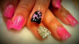 HOW TO PINK GLITTER ACRYLIC NAILS