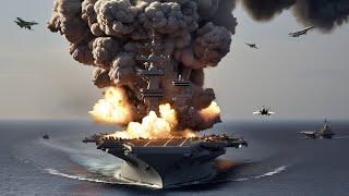 Today!June 19, Russia brutally blew up the largest US aircraft carrier carrying 73 fighter jets.