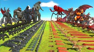 Dark War - Team Dark Godzilla 2014 x King Kong x Space Godzilla VS Team red Titanus Red
