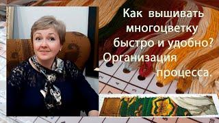 Как вышивать многоцветку  БЫСТРО и УДОБНО? Советы и антисоветы. Организация процесса вышивки.