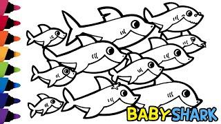 How to Draw Baby Shark Family Step by Step [10min] Shark Family  Coloring for kids #DrawBabyShark