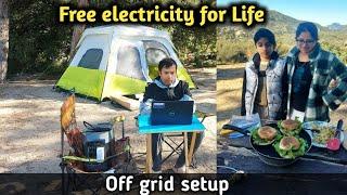Free electricity for Life | Camping deep inside a forest | Offgrid setup for tent camping