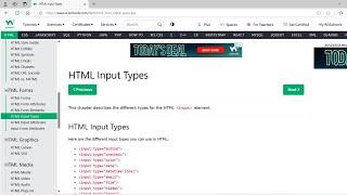 W3Schools HTML Tutorial 27 | HTML Input Types