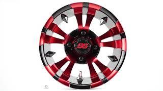 12" Vampire Red & Black Golf Cart Wheels by Golf Cart King