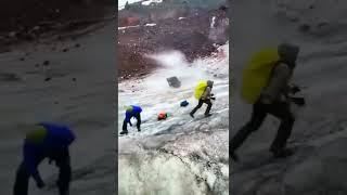 Massive Boulder nearly hits Mountaineers on Mt ELBRUS