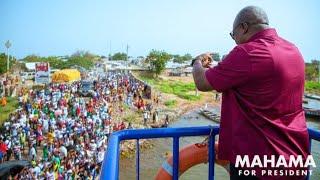 OUTPOURING CROWD WELCOMED JOHN DRAMANI MAHAMA IN AFRM PLAINS SOUTH IN THE EASTERN REGION CAMPAIGN TO