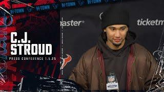 C.J. Stroud speaks after the Texans defeat the Tennessee Titans to close the regular season