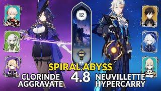 4.8 Spiral Abyss│Clorinde Aggravate & Neuvillette Hypercarry | Floor 12 - 9 Stars | Genshin Impact