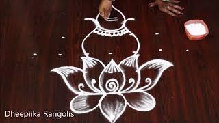 Dot Rangoli for Ganesh Festival Ganesh kalasam kolam with dots 7-1 vinayaka chavithi special muggulu