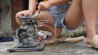 Female mechanic: Restoration start to finish - Genius girl maintenance gasoline water pump