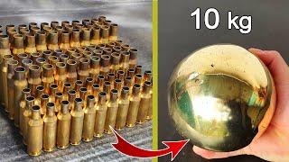 Casting Brass Ball - Trash to Treasure -Melting cartridge case - ASMR brass casting