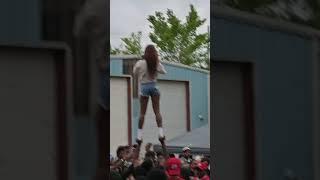 They did cheerleading stunts at a party!