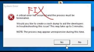 Leauge Of Legends: System Error Crash Dump FIX