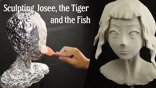 Sculpting Josee, the Tiger and the Fish Timelapse | Air Dry Stone Powder Clay | With relaxed music.