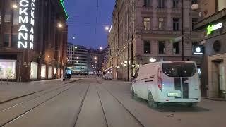 Helsingin raitiolinja 4 Katajanokka-Munkkiniemi-Katajanokka. Helsinki tramline 4.@hslhrt @HKLHST
