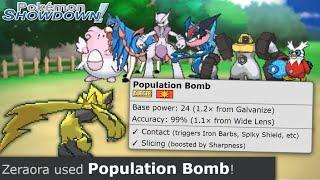 Galvanize Population Bomb Zeraora (pokemon showdown Balanced Hackmons SWEEP)