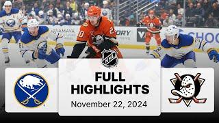 NHL Highlights | Sabres vs. Ducks - November 22, 2024