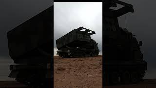 Live firing of an M270 Multiple Launch Rocket System at Fort Sill, Okla