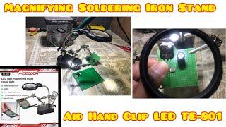 Soldering Iron Stand with Magnifying Glass and Lights Aid Hand Clip LED TE-801