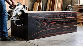 Turn Hollowed-out Peacock Ebony Black Tree to Great King size Bed | Woodworking Craft Furniture Asia