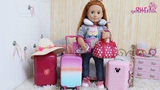 OUR GENERATION DOLL PACKING BAGS TO TRAVEL TO THE BEACH