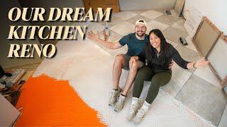 EP 9: Attempting Checkerboard Tile for the First Time!! | OUR DREAM KITCHEN RENOVATION