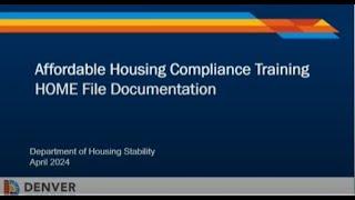 Denver HOME Funded Compliance Training