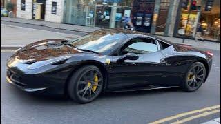 Black Ferrari 458 ITALIA DCT S-A At Sloane Square || London || 4K ||